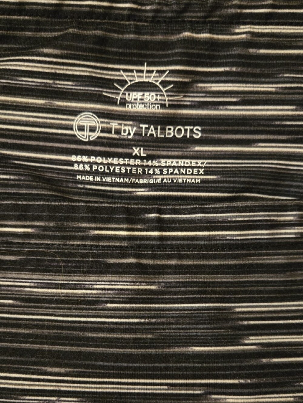 Talbots Black & Gray Striped Active Leggings, XL - Picture 2 of 4